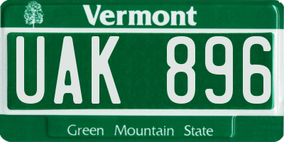 VT license plate UAK896