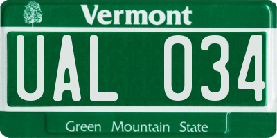 VT license plate UAL034