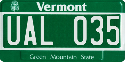 VT license plate UAL035