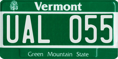 VT license plate UAL055