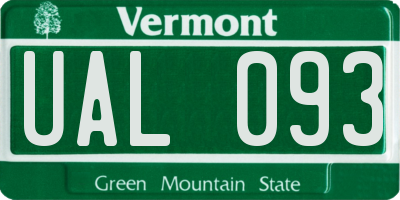 VT license plate UAL093