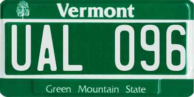 VT license plate UAL096