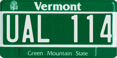 VT license plate UAL114