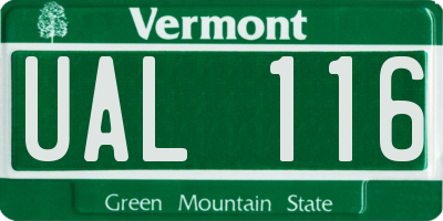 VT license plate UAL116