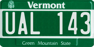 VT license plate UAL143