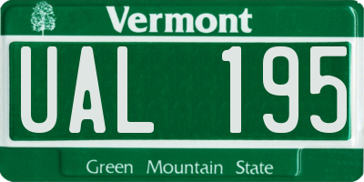 VT license plate UAL195