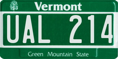 VT license plate UAL214