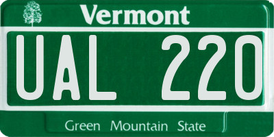 VT license plate UAL220