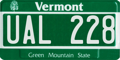 VT license plate UAL228