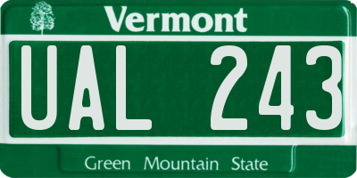 VT license plate UAL243