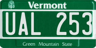 VT license plate UAL253