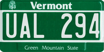 VT license plate UAL294