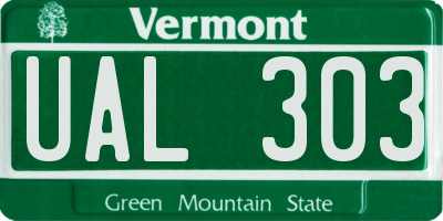 VT license plate UAL303