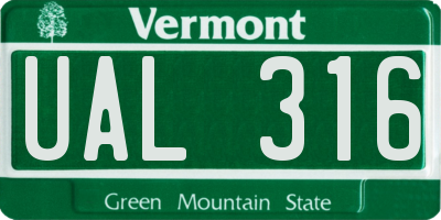 VT license plate UAL316