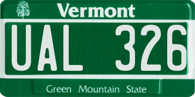 VT license plate UAL326