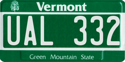 VT license plate UAL332
