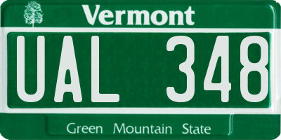 VT license plate UAL348