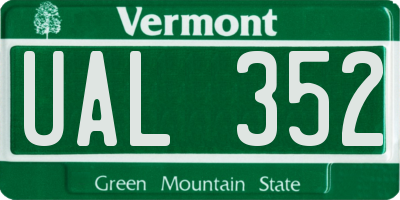 VT license plate UAL352
