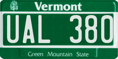VT license plate UAL380