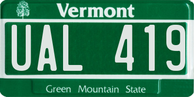 VT license plate UAL419