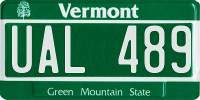 VT license plate UAL489