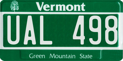 VT license plate UAL498