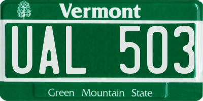 VT license plate UAL503