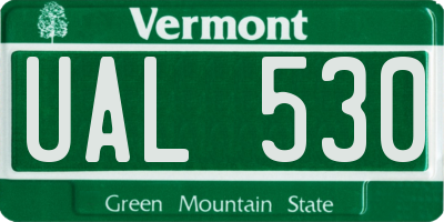 VT license plate UAL530