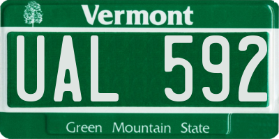 VT license plate UAL592