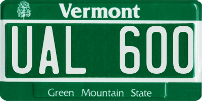 VT license plate UAL600