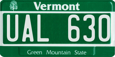 VT license plate UAL630