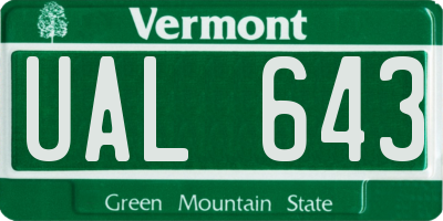 VT license plate UAL643
