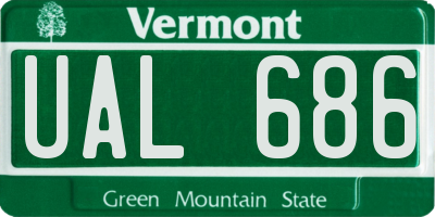 VT license plate UAL686
