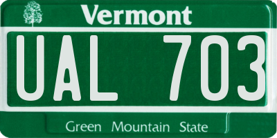 VT license plate UAL703