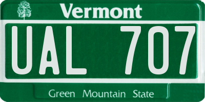 VT license plate UAL707