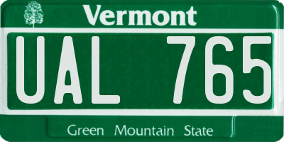VT license plate UAL765