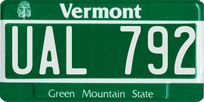 VT license plate UAL792