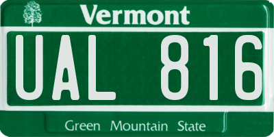 VT license plate UAL816