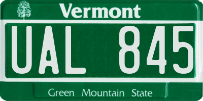 VT license plate UAL845