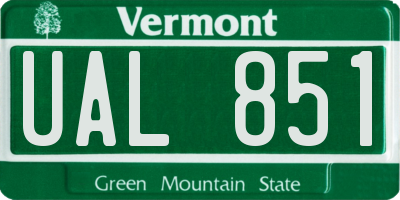 VT license plate UAL851