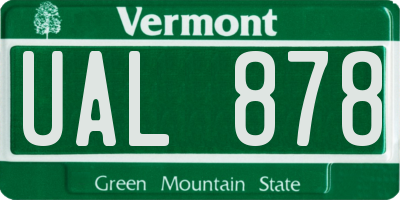 VT license plate UAL878