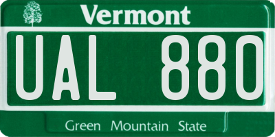 VT license plate UAL880