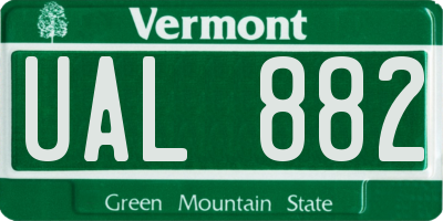 VT license plate UAL882