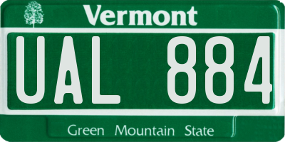 VT license plate UAL884