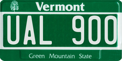 VT license plate UAL900