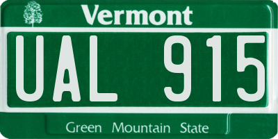 VT license plate UAL915
