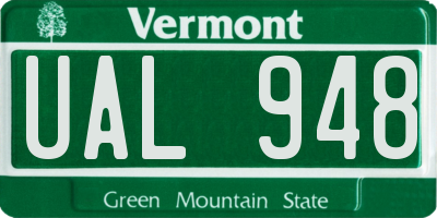 VT license plate UAL948
