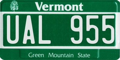 VT license plate UAL955