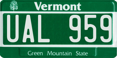 VT license plate UAL959