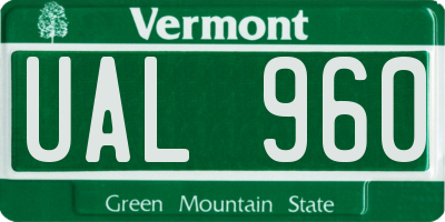 VT license plate UAL960